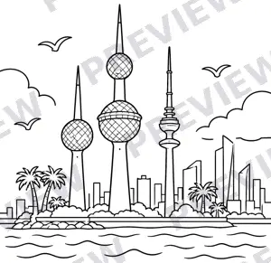 Preview of a coloring page: Kuwait Towers